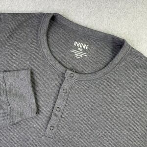 Rhone Waffle Knit Thermal Henley Shirt Men's Size XXL Performance Snap Gray